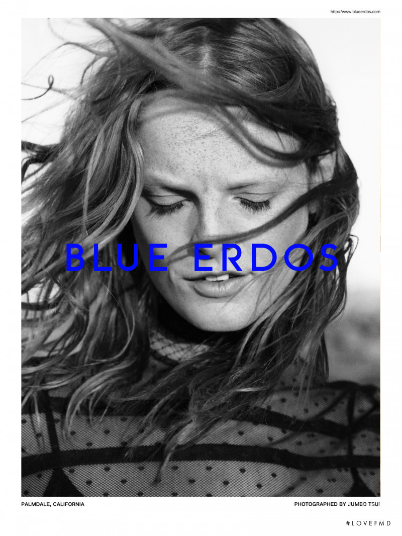 Hanne Gaby Odiele featured in  the Blue Erdos advertisement for Autumn/Winter 2018