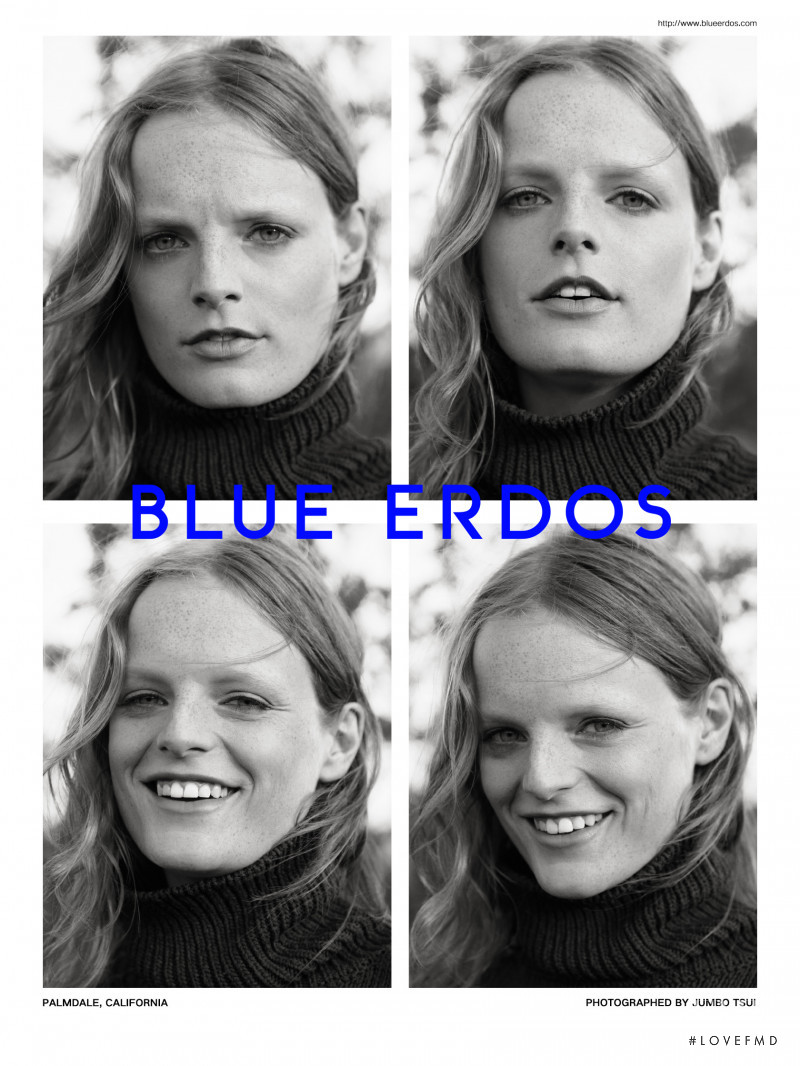 Hanne Gaby Odiele featured in  the Blue Erdos advertisement for Autumn/Winter 2018