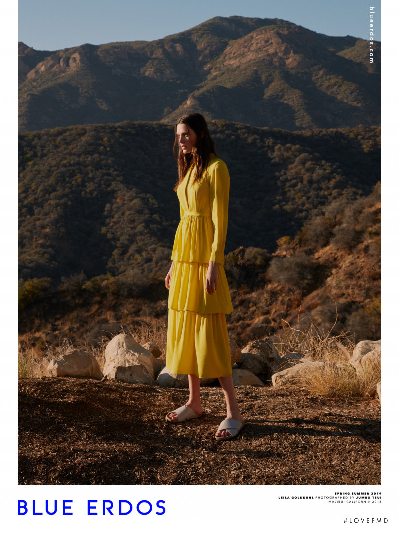 Leila Goldkuhl featured in  the Blue Erdos advertisement for Spring/Summer 2019