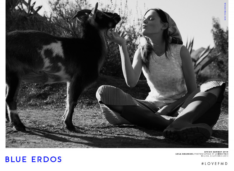 Leila Goldkuhl featured in  the Blue Erdos advertisement for Spring/Summer 2019