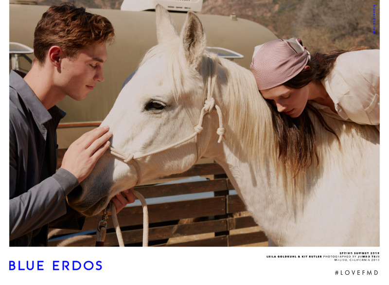 Kit Butler featured in  the Blue Erdos advertisement for Spring/Summer 2019