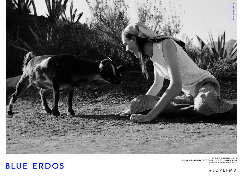 Leila Goldkuhl featured in  the Blue Erdos advertisement for Spring/Summer 2019