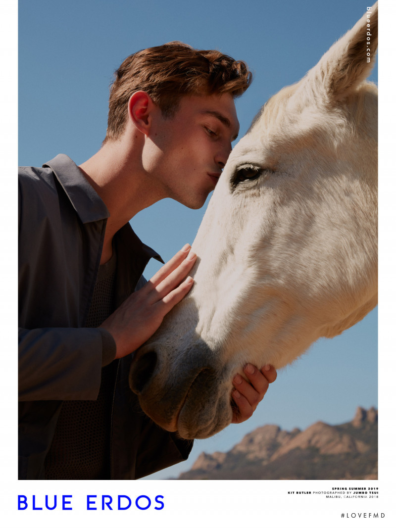 Kit Butler featured in  the Blue Erdos advertisement for Spring/Summer 2019