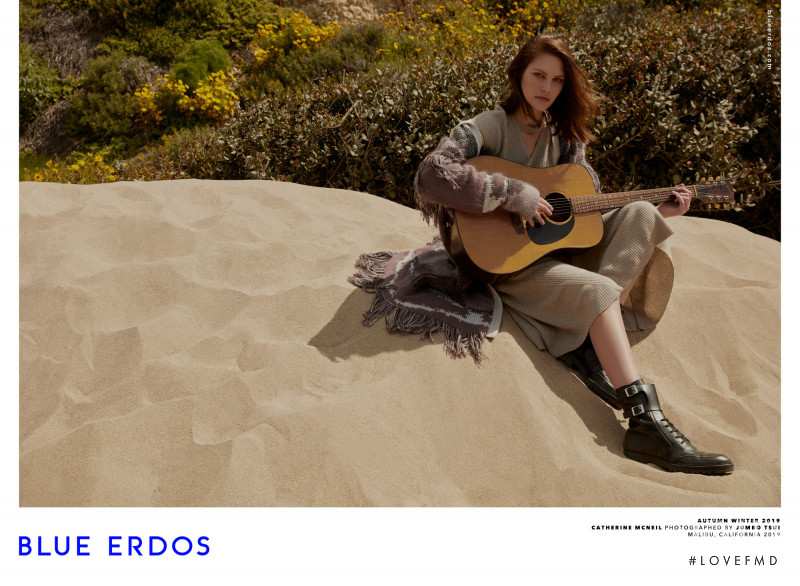 Catherine McNeil featured in  the Blue Erdos advertisement for Autumn/Winter 2019