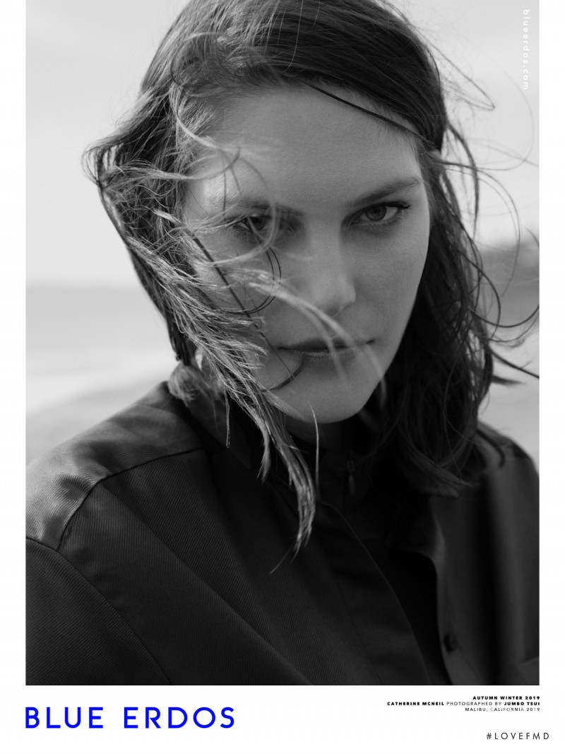 Catherine McNeil featured in  the Blue Erdos advertisement for Autumn/Winter 2019