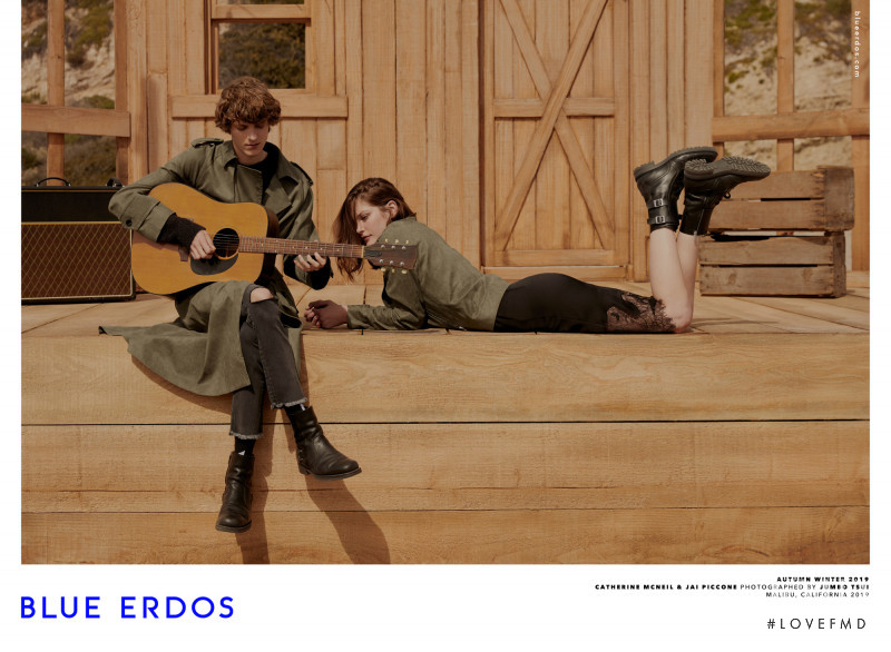 Catherine McNeil featured in  the Blue Erdos advertisement for Autumn/Winter 2019