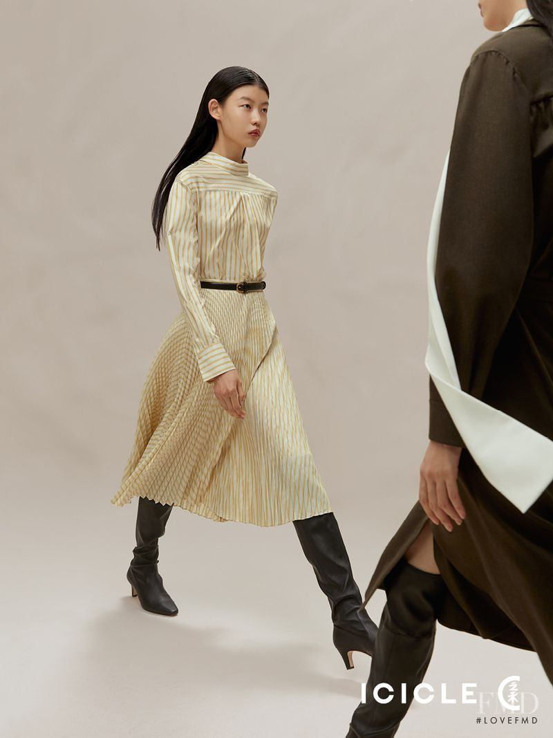 Tang He featured in  the Icicle Key Looks lookbook for Fall 2020