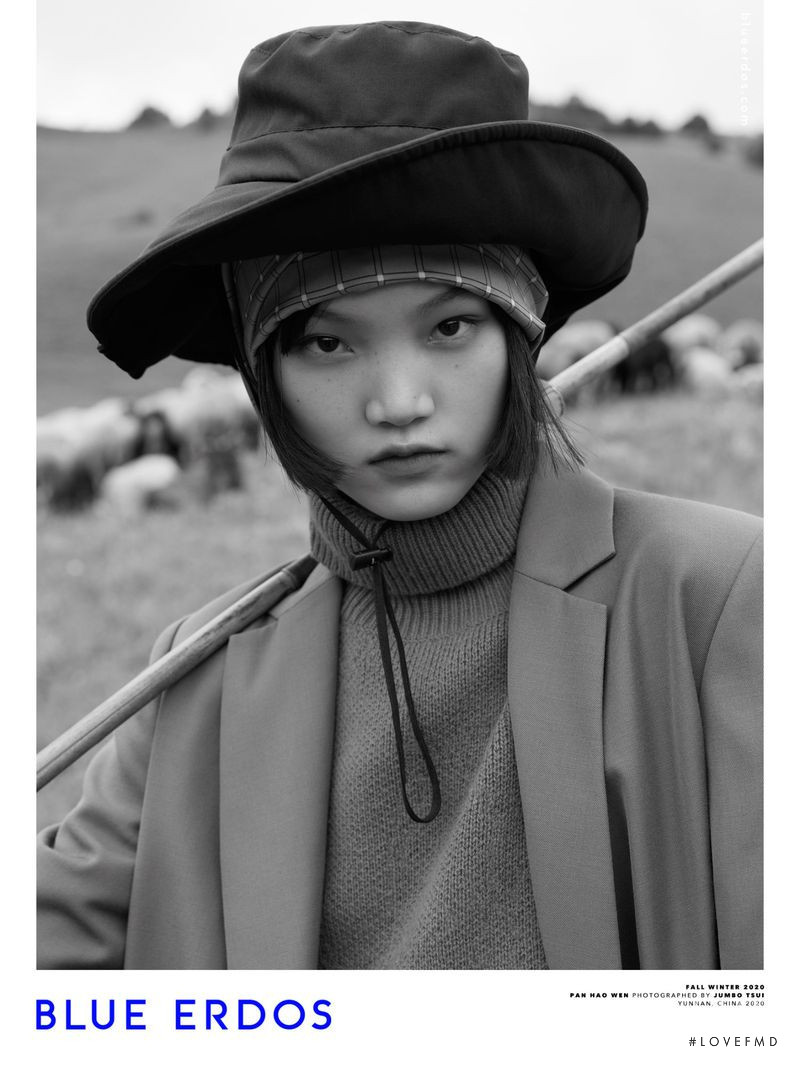 Pan Hao Wen featured in  the Blue Erdos advertisement for Autumn/Winter 2020