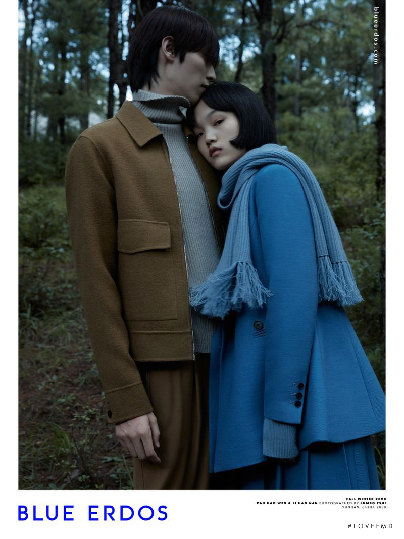 Pan Hao Wen featured in  the Blue Erdos advertisement for Autumn/Winter 2020