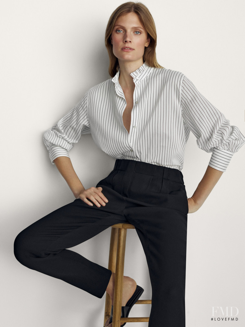 Constance Jablonski featured in  the Massimo Dutti catalogue for Pre-Fall 2021