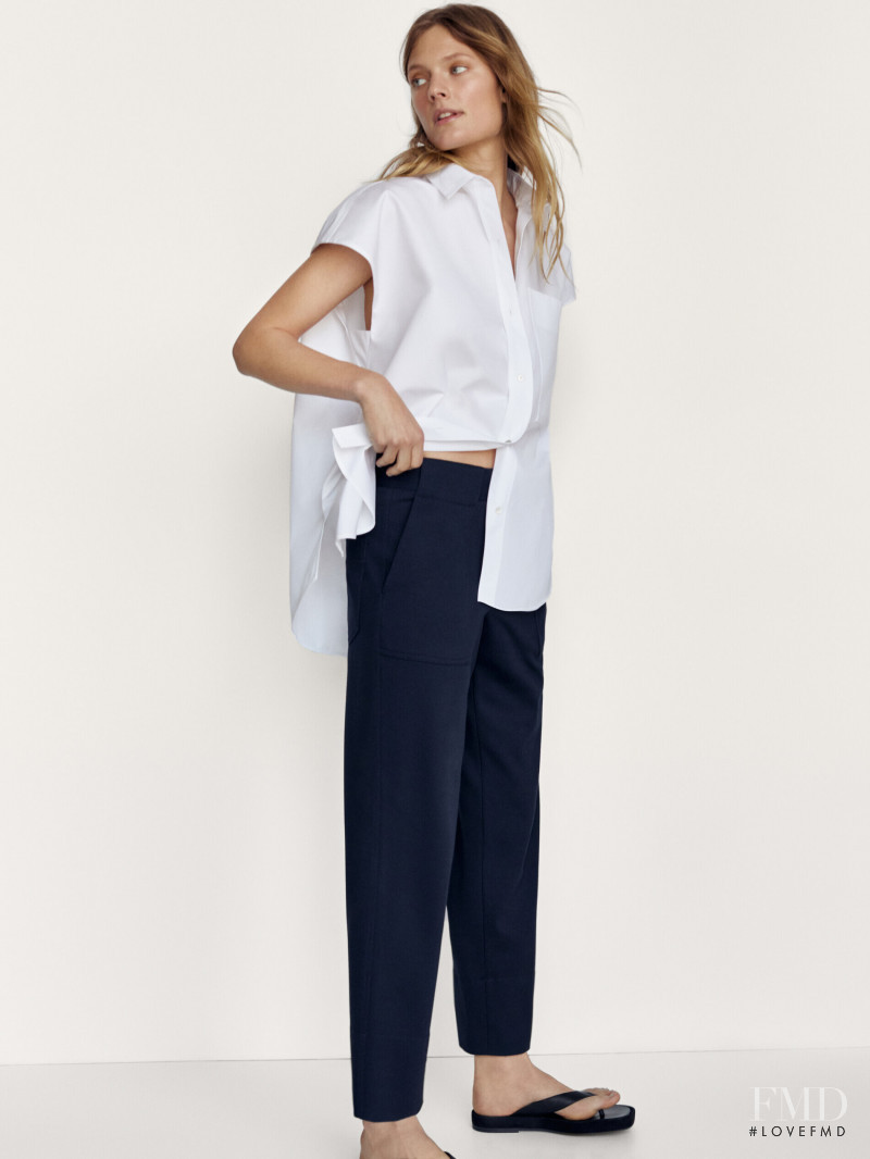 Constance Jablonski featured in  the Massimo Dutti catalogue for Pre-Fall 2021