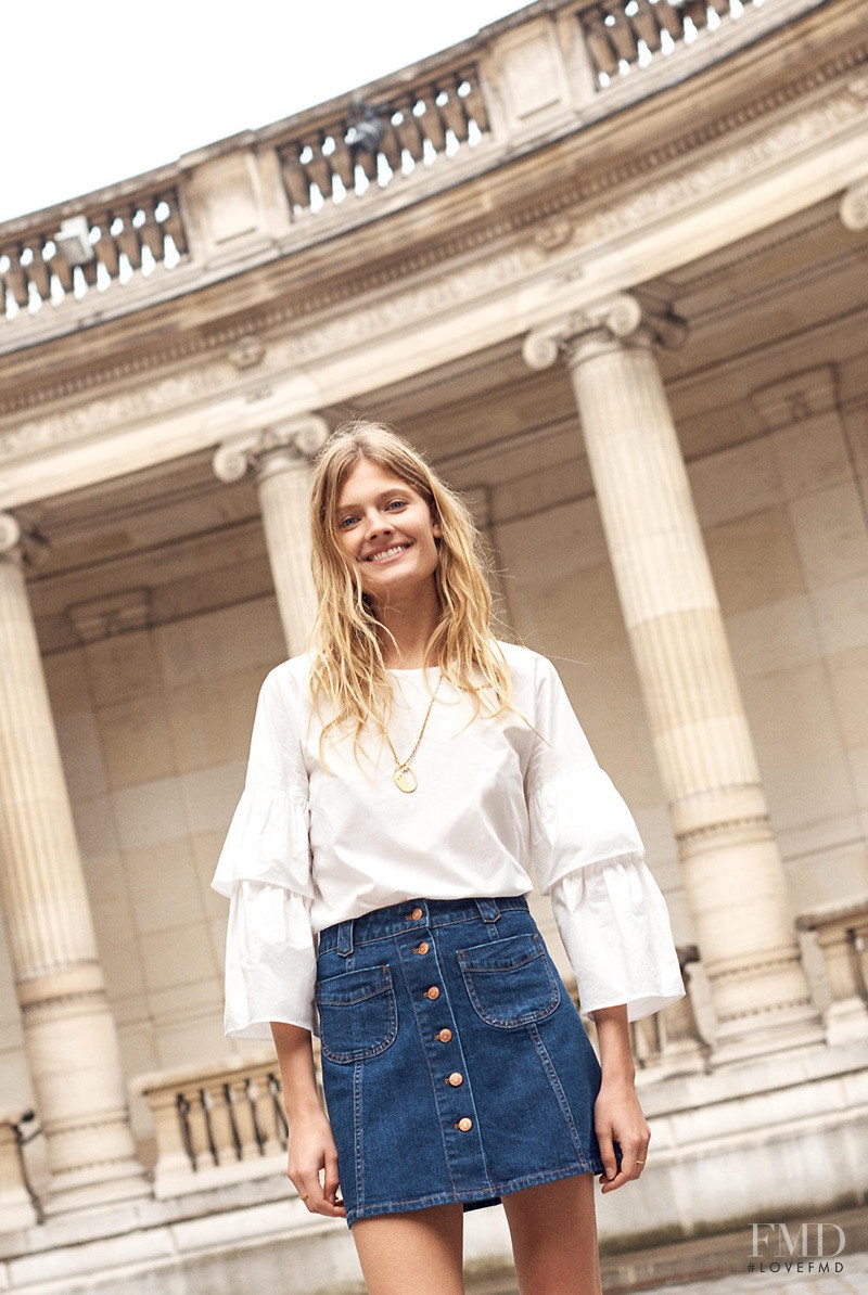 Constance Jablonski featured in  the Madewell lookbook for Fall 2017