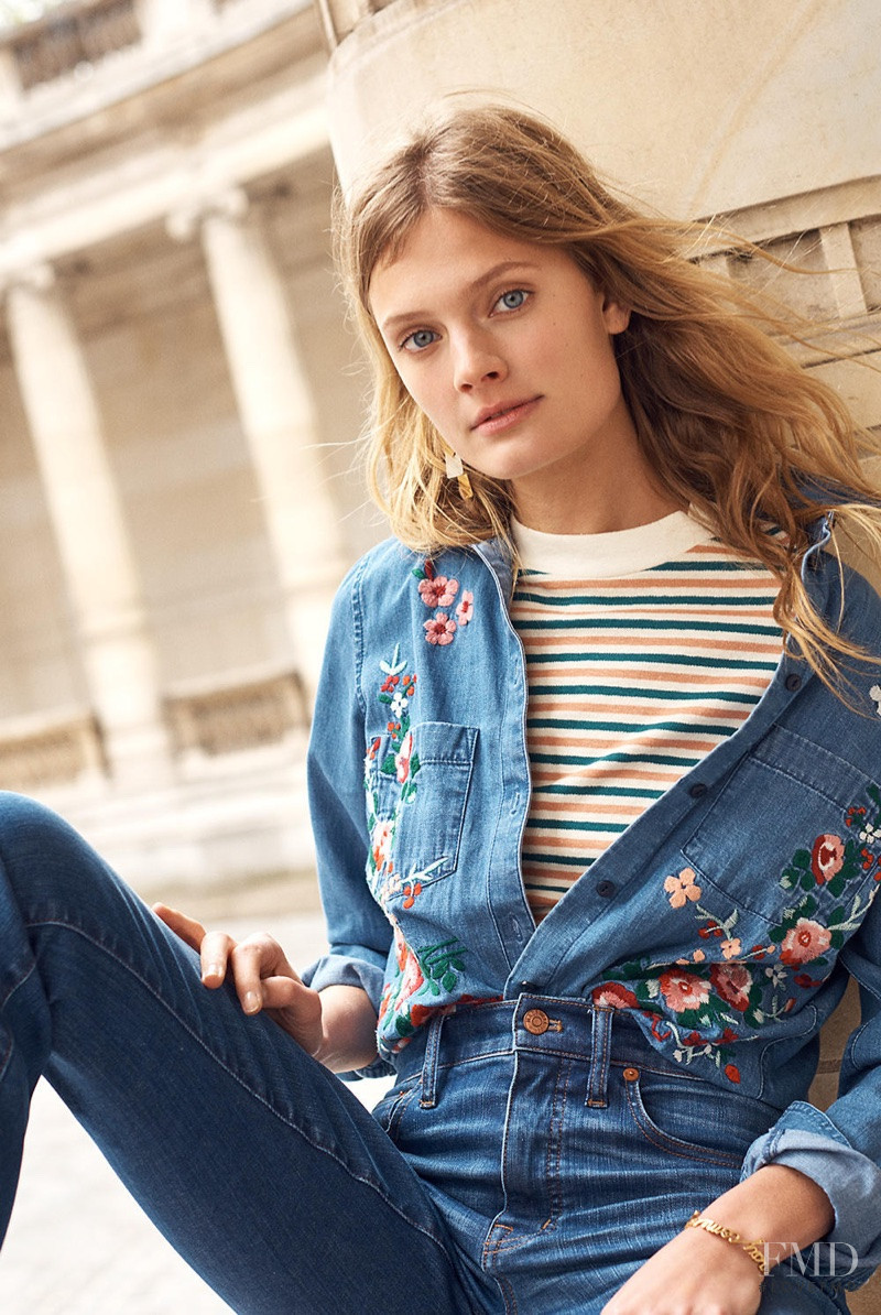 Constance Jablonski featured in  the Madewell lookbook for Fall 2017
