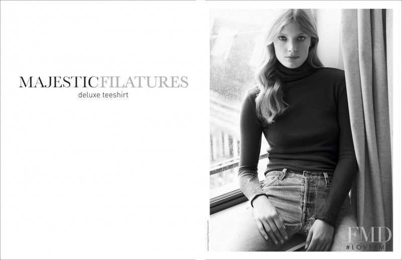 Constance Jablonski featured in  the Majestic Filatures advertisement for Autumn/Winter 2016