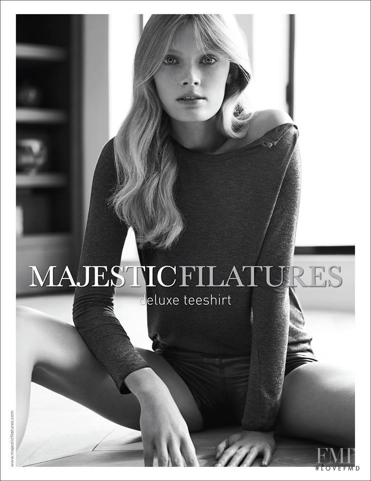 Constance Jablonski featured in  the Majestic Filatures advertisement for Autumn/Winter 2016