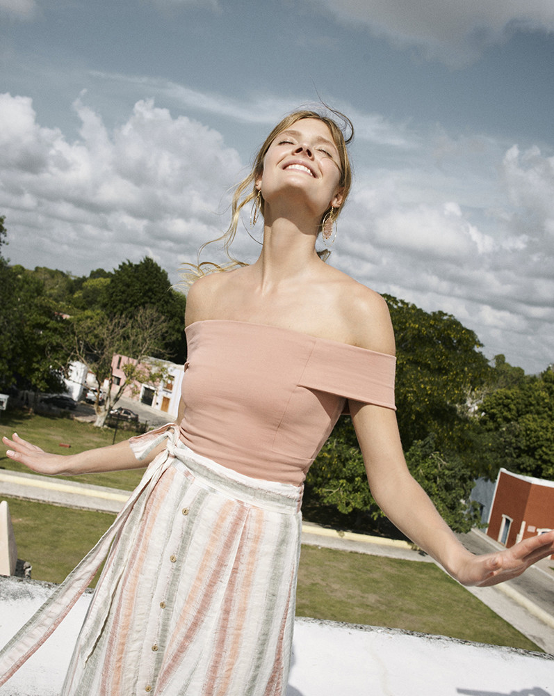 Constance Jablonski featured in  the Anthropologie lookbook for Spring/Summer 2017