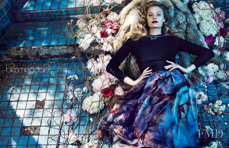 Constance Jablonski featured in  the Bloomingdales advertisement for Winter 2014