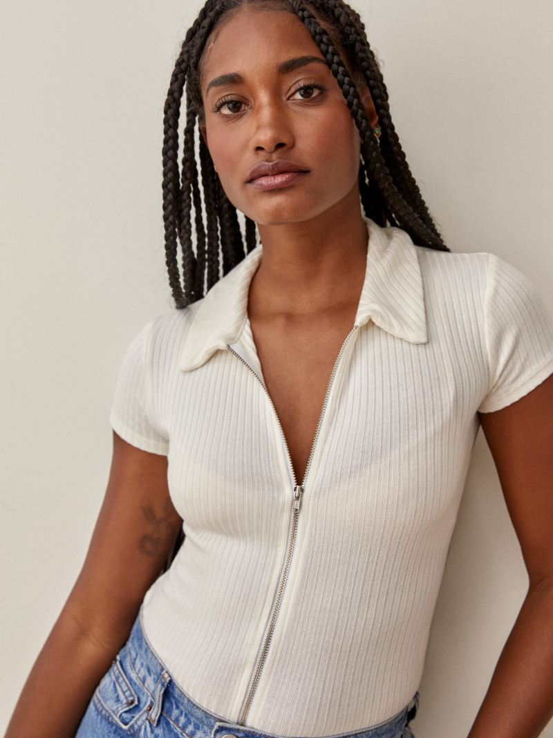 Melodie Monrose featured in  the Reformation catalogue for Spring/Summer 2021