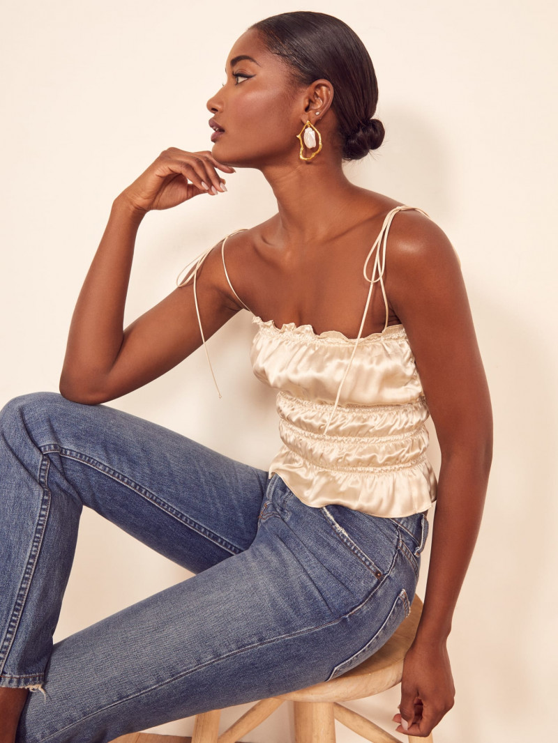 Melodie Monrose featured in  the Reformation catalogue for Spring/Summer 2021