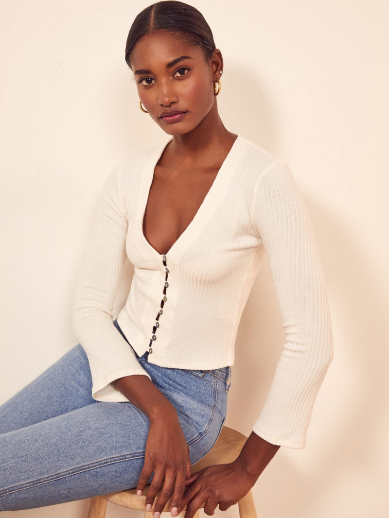 Melodie Monrose featured in  the Reformation catalogue for Spring/Summer 2021