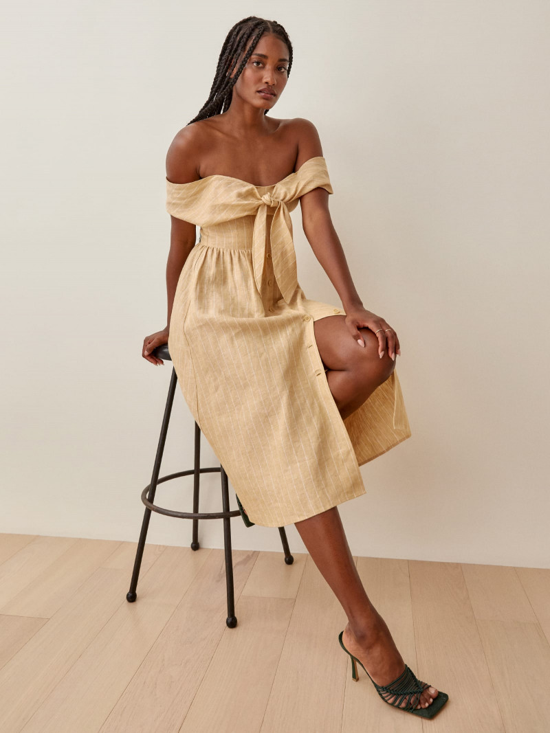 Melodie Monrose featured in  the Reformation catalogue for Spring/Summer 2021