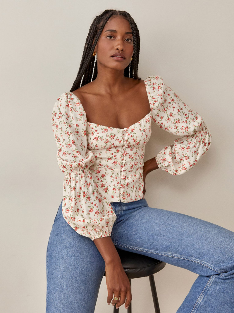 Melodie Monrose featured in  the Reformation catalogue for Spring/Summer 2021