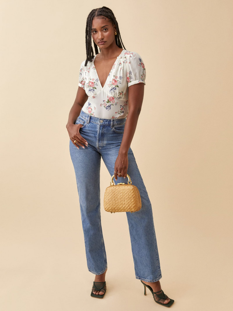 Melodie Monrose featured in  the Reformation catalogue for Spring/Summer 2021