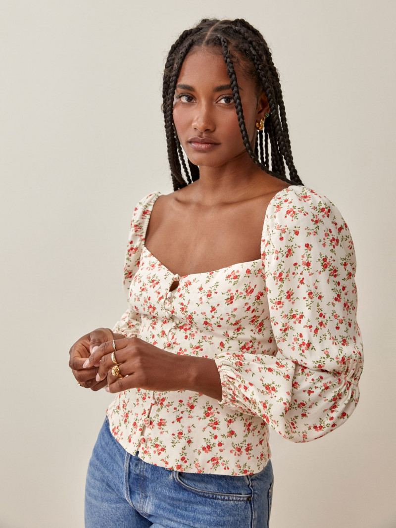 Melodie Monrose featured in  the Reformation catalogue for Spring/Summer 2021