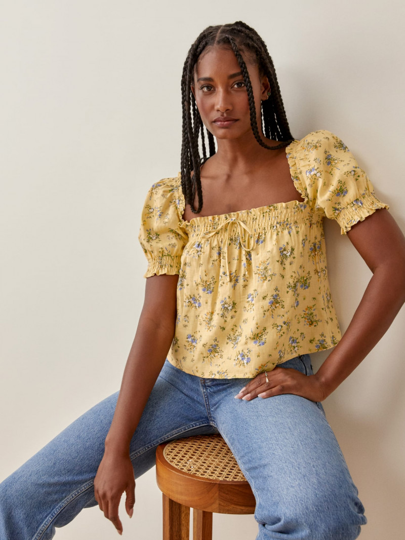 Melodie Monrose featured in  the Reformation catalogue for Spring/Summer 2021