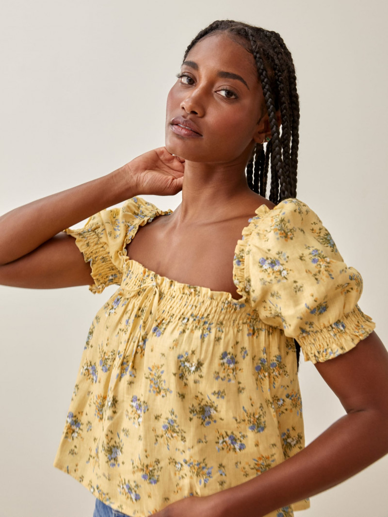 Melodie Monrose featured in  the Reformation catalogue for Spring/Summer 2021