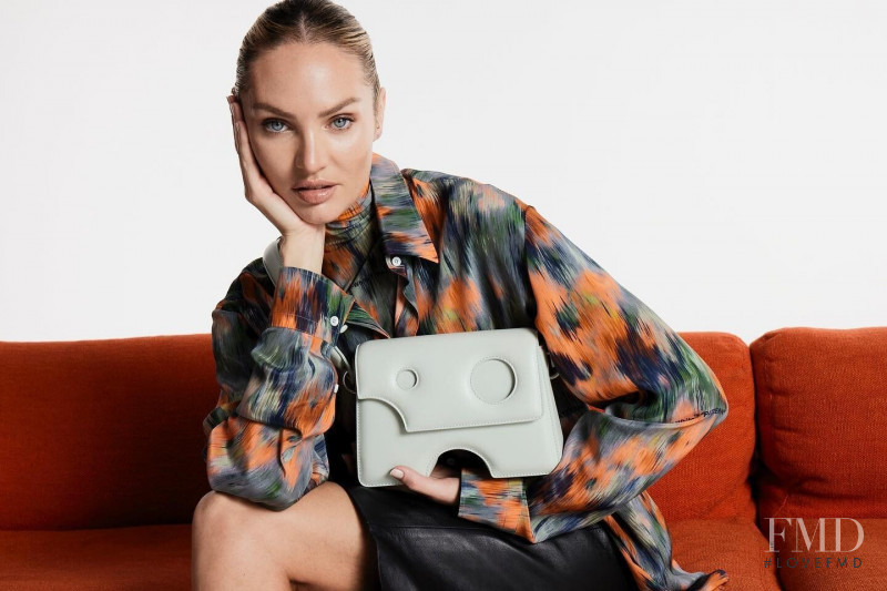 Candice Swanepoel featured in  the Off-White Burrow Bag advertisement for Autumn/Winter 2021