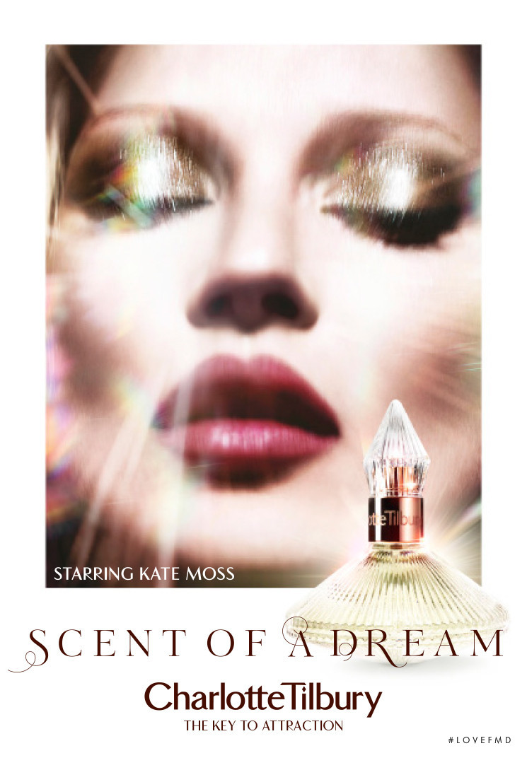 Kate Moss featured in  the Charlotte Tilbury Beauty First-Ever Fragrance advertisement for Autumn/Winter 2016