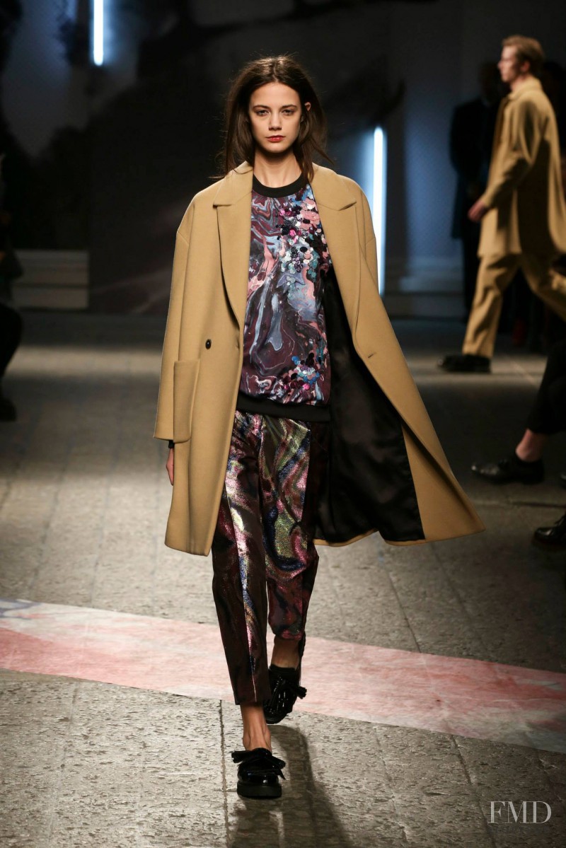 Anja Leuenberger featured in  the MSGM fashion show for Autumn/Winter 2014