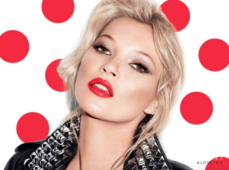 Kate Moss featured in  the Rimmel Get The Red Nose Look advertisement for Summer 2015