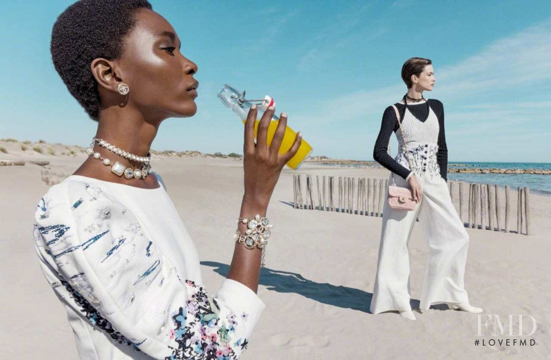 Louise de Chevigny featured in  the Chanel advertisement for Cruise 2022