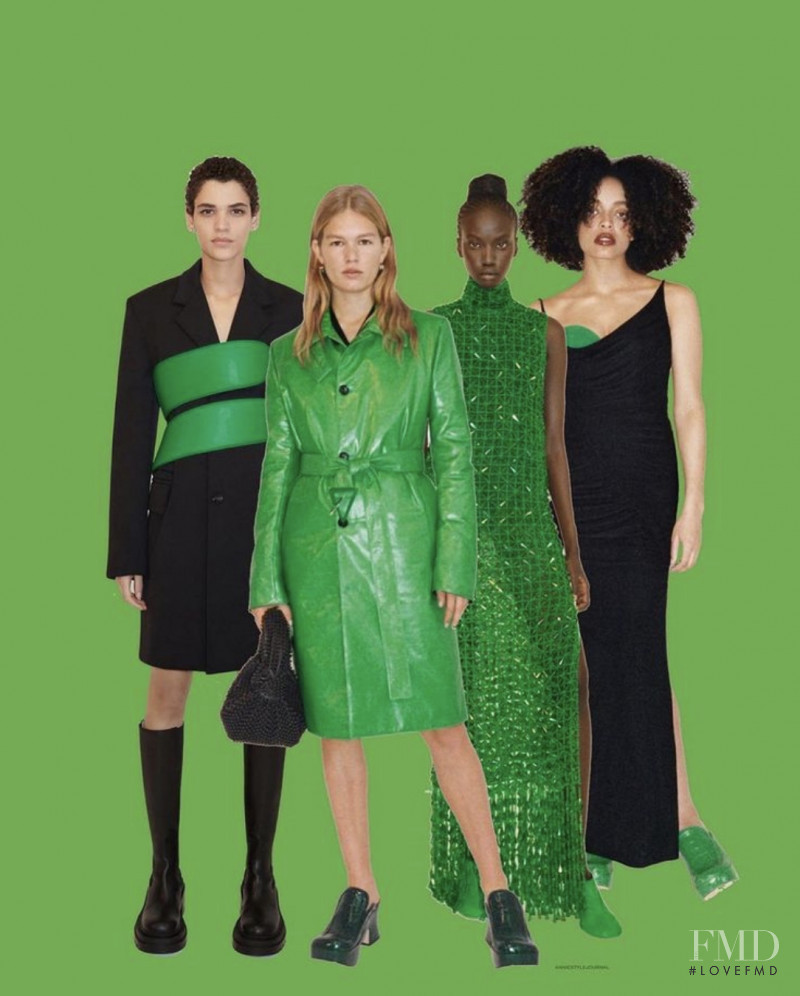 Anna Ewers featured in  the Bottega Veneta lookbook for Pre-Fall 2021