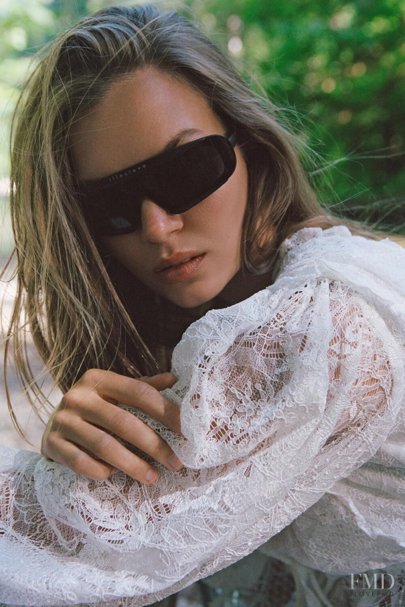 Josephine Skriver featured in  the For Love & Lemons lookbook for Fall 2021