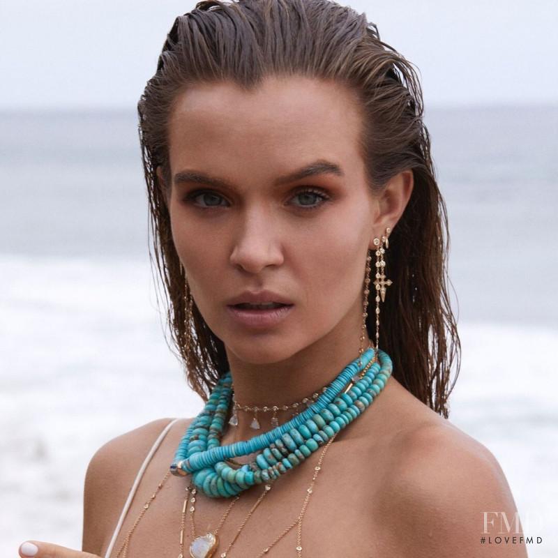 Josephine Skriver featured in  the Jacquie Aiche advertisement for Resort 2021