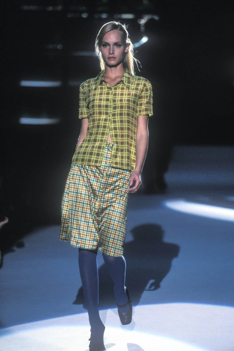 Amber Valletta featured in  the Versus fashion show for Spring/Summer 1996