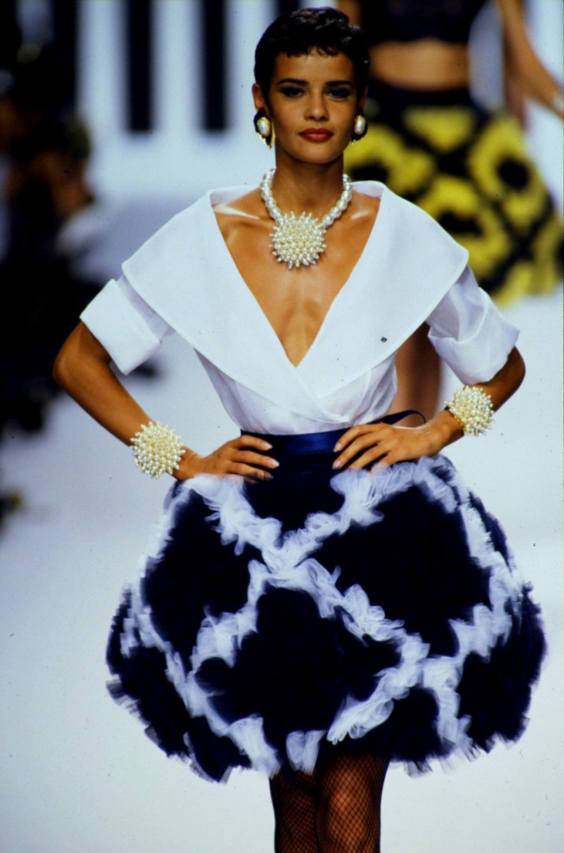 Nadege du Bospertus featured in  the Valentino fashion show for Spring/Summer 1992