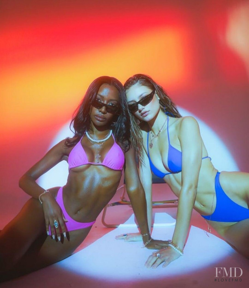 Maelys Garouis featured in  the Old School Swim lookbook for Resort 2022