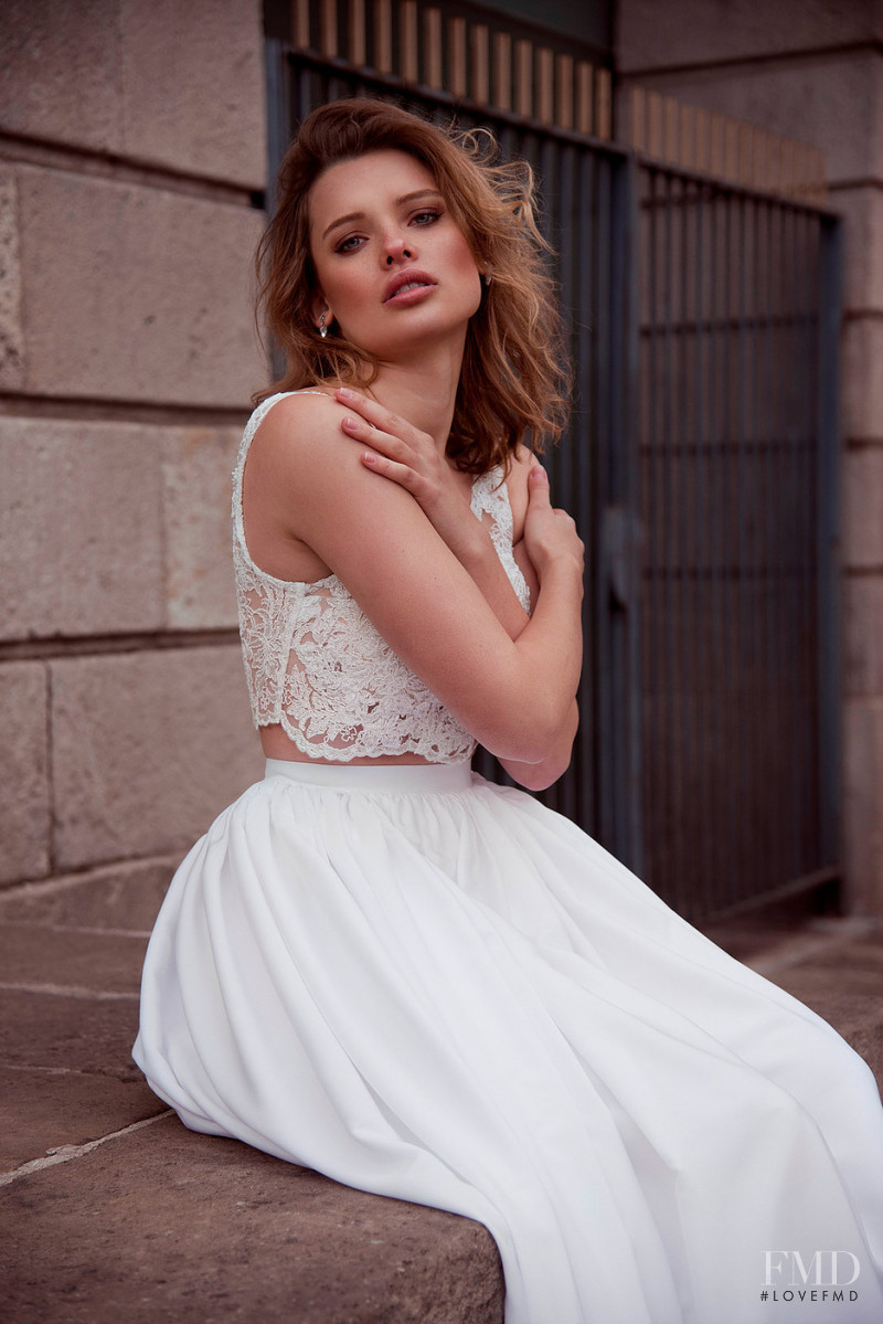 Anastasia Sopova featured in  the Mireia Balaguer Bridal lookbook for Resort 2019