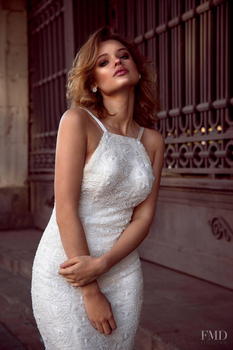 Anastasia Sopova featured in  the Mireia Balaguer Bridal lookbook for Resort 2019