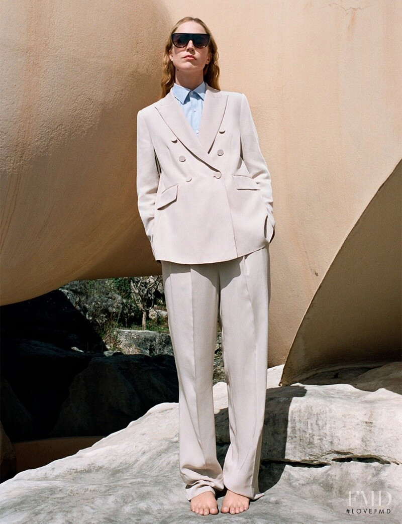 Raquel Zimmermann featured in  the Zara The Woman Suit advertisement for Spring/Summer 2019