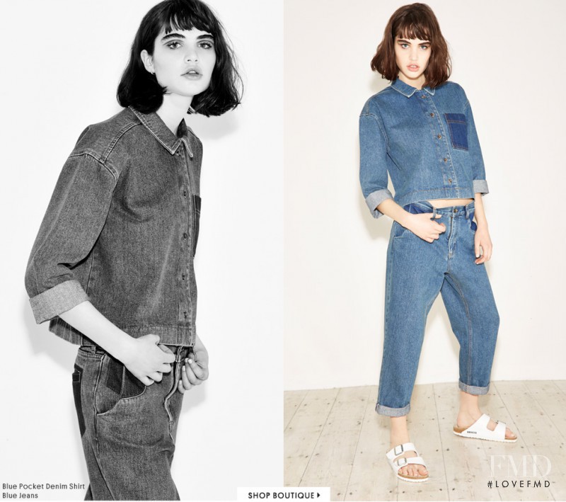 Misha Hart featured in  the Topshop Premium Denim advertisement for Spring 2014