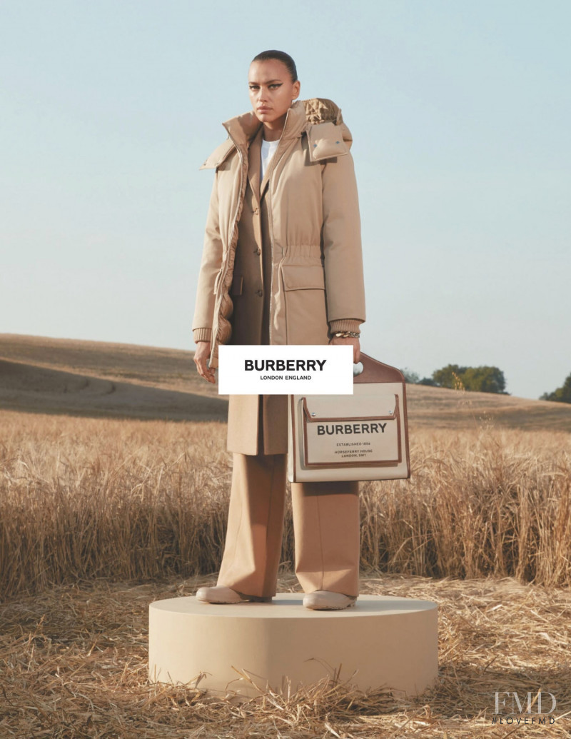 Irina Shayk featured in  the Burberry advertisement for Resort 2022