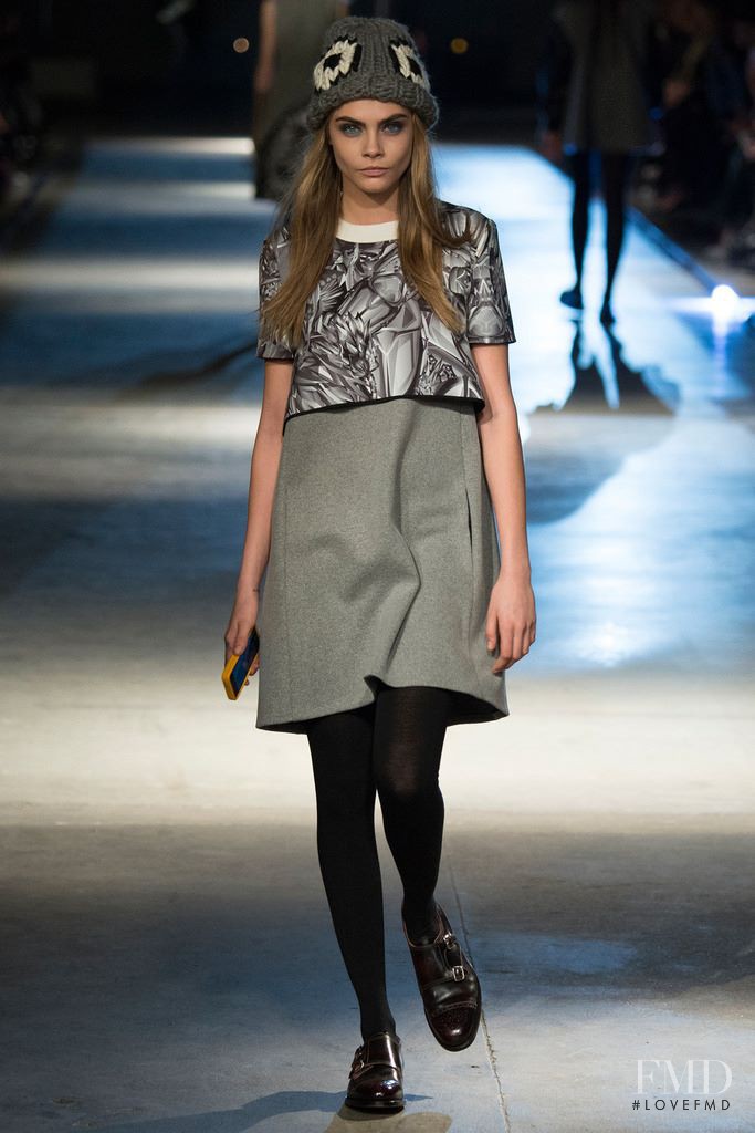 Cara Delevingne featured in  the Giles fashion show for Autumn/Winter 2014