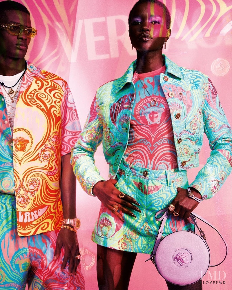 Akon Changkou featured in  the Versace advertisement for Resort 2022