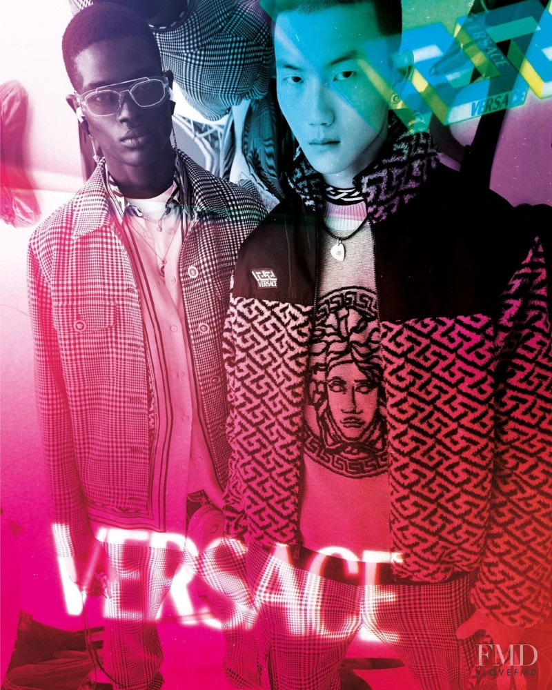 Kelvin Adewole featured in  the Versace advertisement for Resort 2022