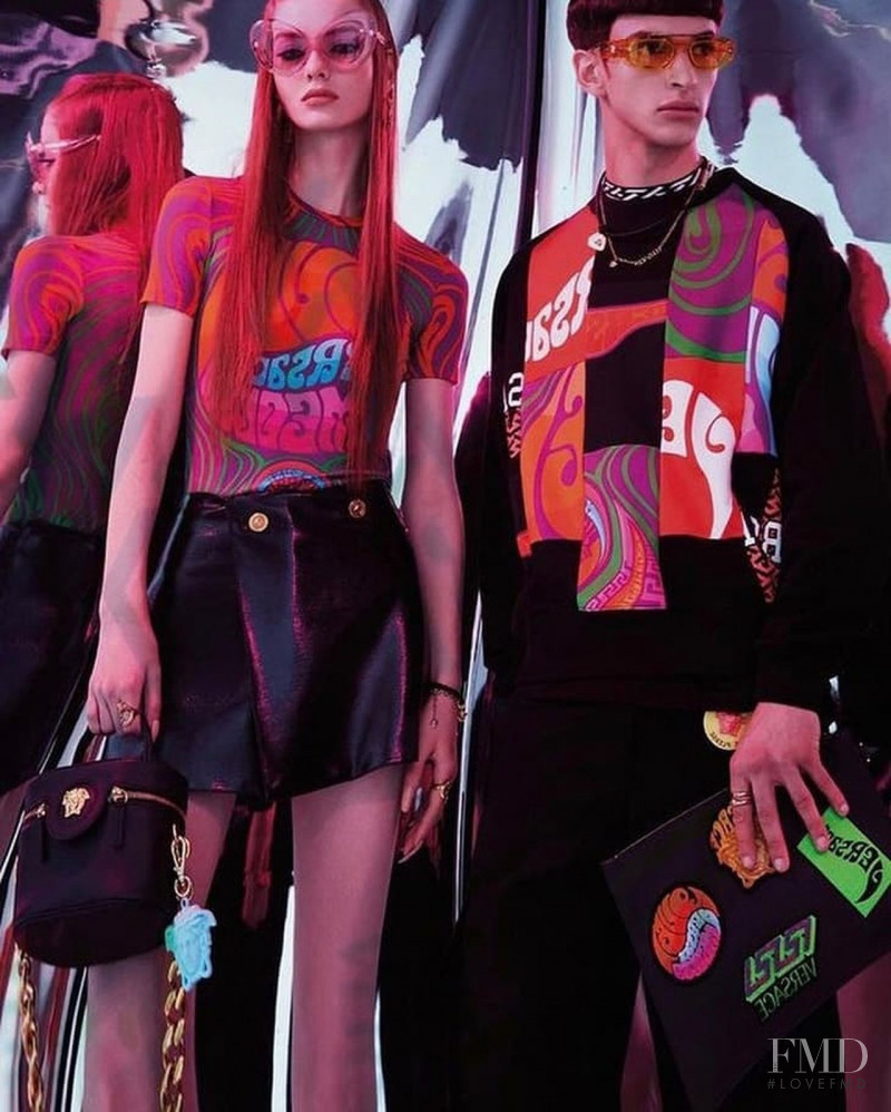 Alyda Grace Carder featured in  the Versace advertisement for Resort 2022